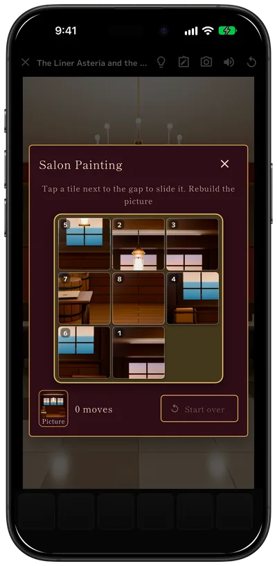 Sliding tiles to rebuild a painting